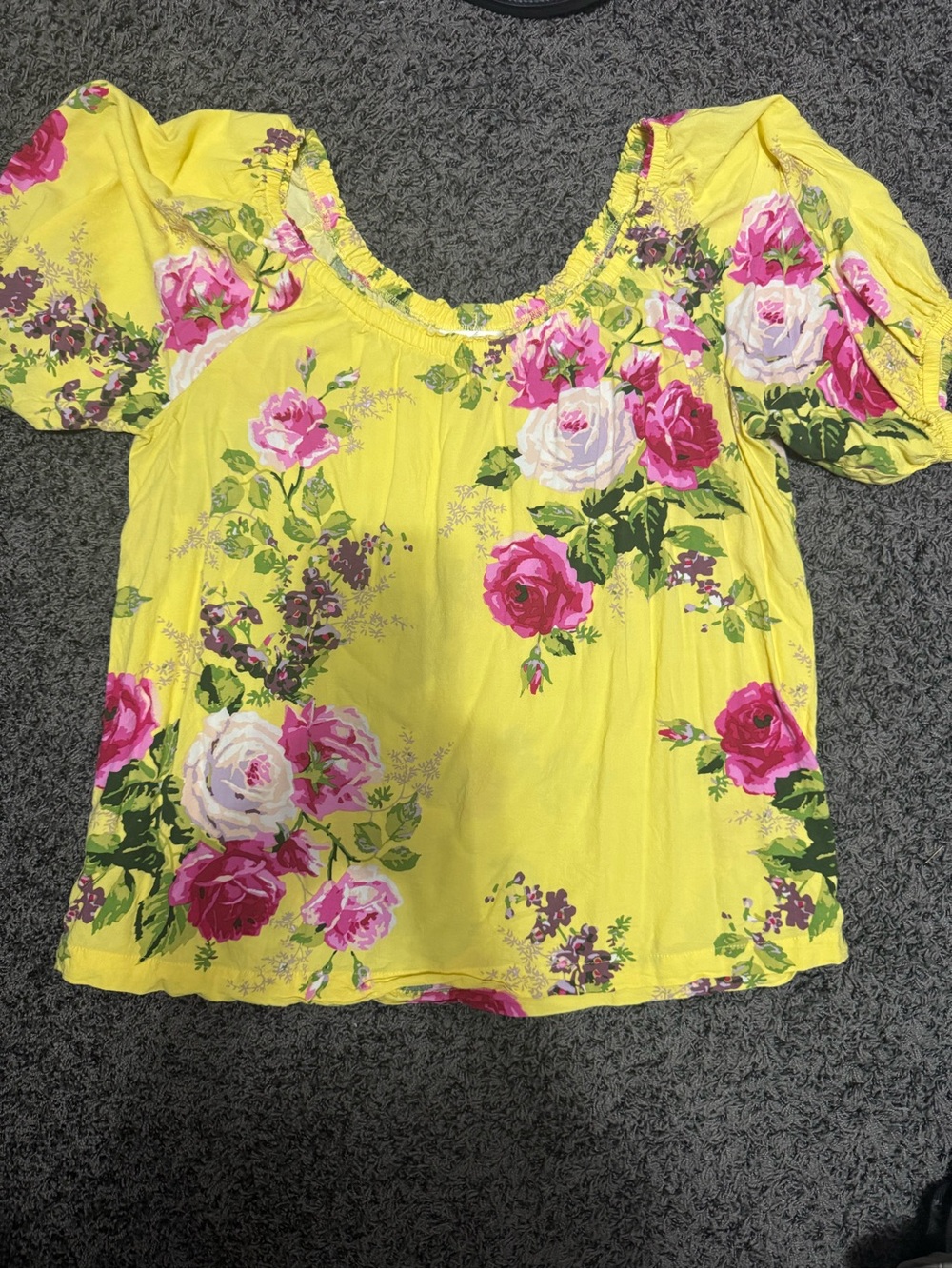 Matilda Jane Yellow Scoop-Neck Floral Blouse